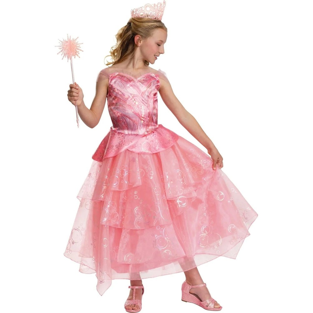 Wicked Glinda Deluxe Costume Kids Girls S 4-6X Pink Dress Disguise